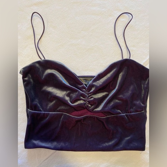 Blue Blush Velvet Crop Top - Picture 4 of 8